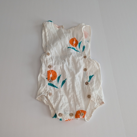 YELLOW PELOTA Baby Girl Linen Plant Romper 18m - Picture 8 of 8